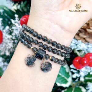 Chuỗi thạch anh tóc đen 6 li tự nhiên