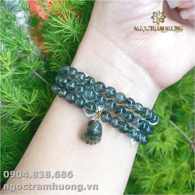 Chuỗi Thạch anh tóc xanh 6 li tự nhiên (1)
