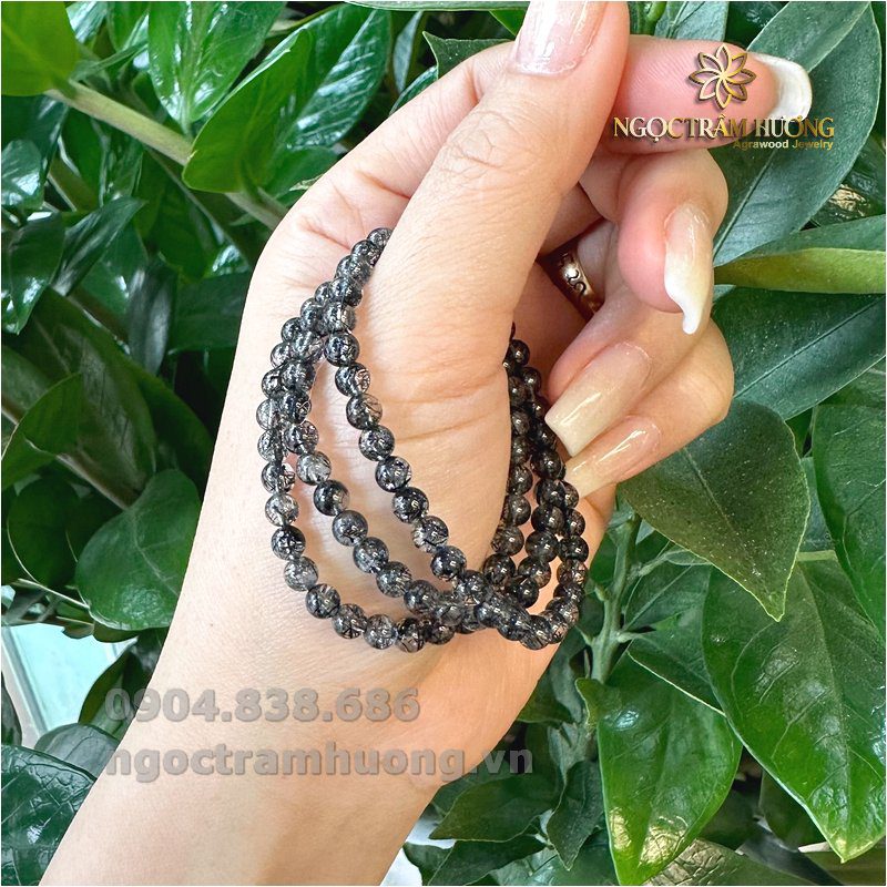 Chuỗi thạch anh tóc đen 5li tự nhiên