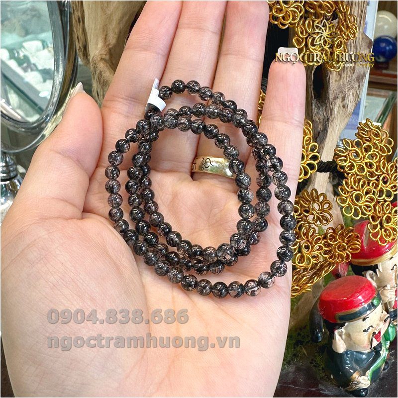 Chuỗi thạch anh tóc đen 5li Chuỗi thạch anh tóc đen 5li tự nhiên 2