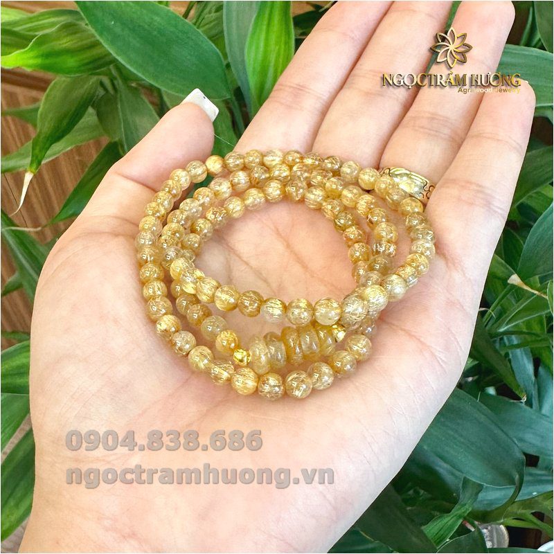 Chuỗi thạch anh tóc vàng 5 li VIP