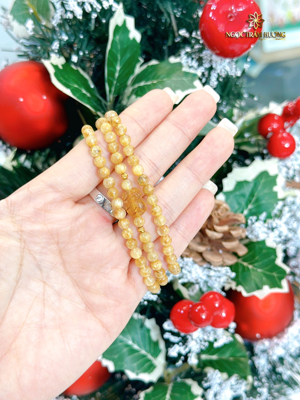 Chuỗi thạch anh tóc vàng 5li tự nhiên