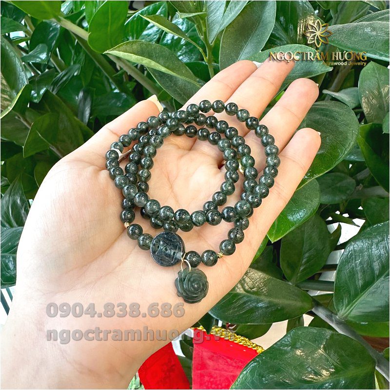 Chuỗi thạch anh tóc xanh 6 li mix (2)