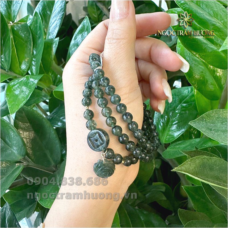 Chuỗi thạch anh tóc xanh 6 li mix (2)