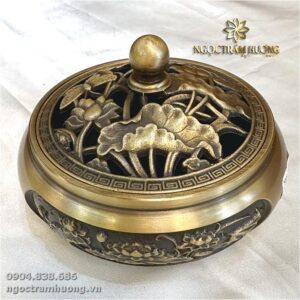 Lư đốt trầm hình sen bằng đồng