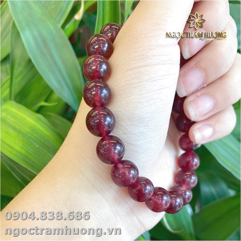 Vòng tay Thạch anh dâu hồng 10 li
