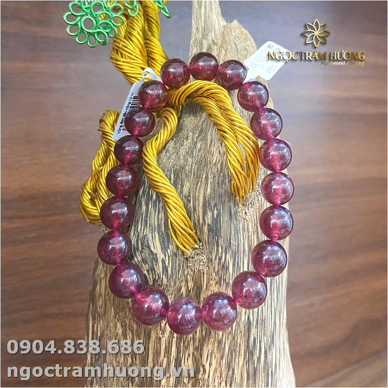 Vòng tay Thạch anh dâu hồng 10 li
