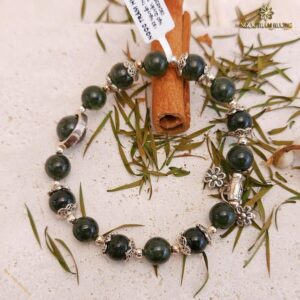 Vòng tay đá thạch anh tóc xanh mix bạc – Tịnh Agarwood