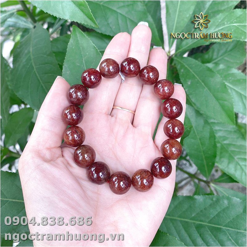 Vòng tay đá Thạch anh tóc nâu 14 li