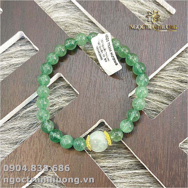 Vòng tay thạch anh dâu xanh 6 li tự nhiên – Tịnh Agarwood