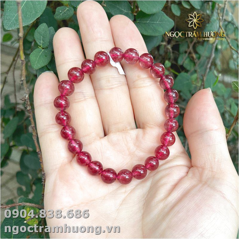 Vòng tay thạch anh dâu hồng 7 li (1)