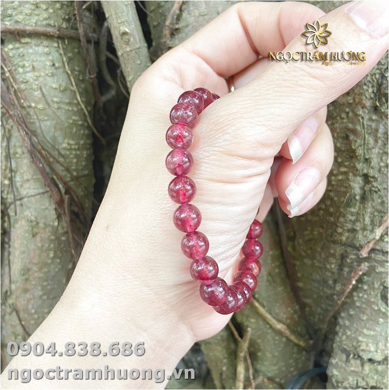 Vòng tay thạch anh dâu hồng 7 li (1)