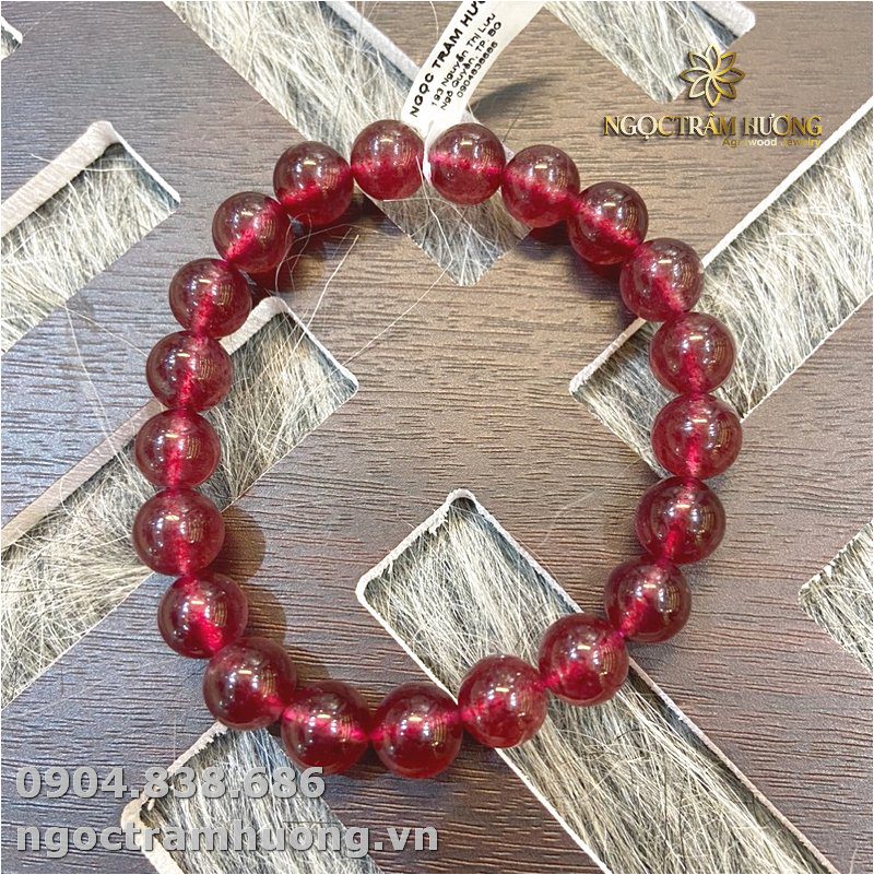 Vòng tay thạch anh dâu hồng 9 li (2)