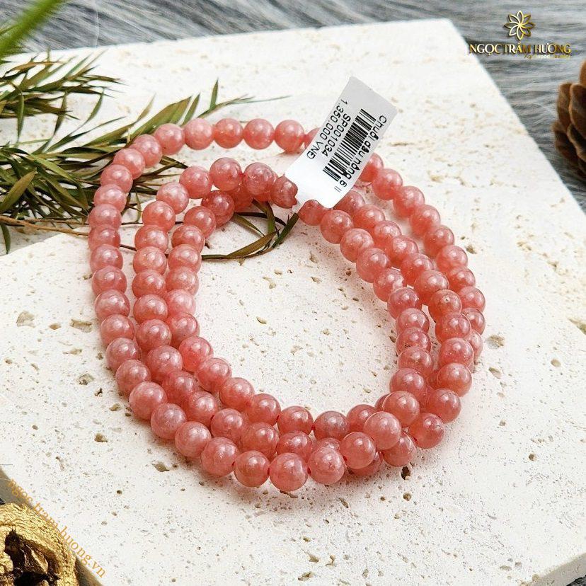 Vòng tay thạch anh dâu tây hồng 6li