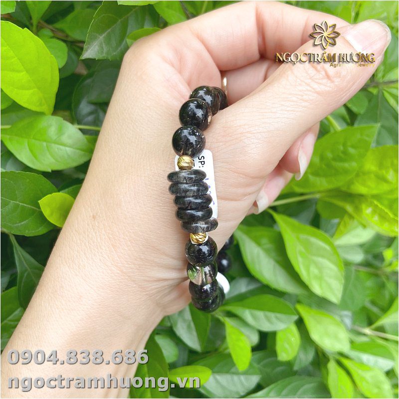 Vòng tay thạch anh tóc đen 9 li