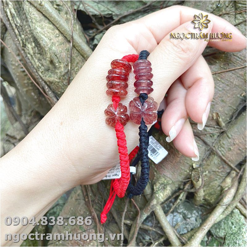 Vòng cỏ điếu Thạch anh tóc đỏ tự nhiên