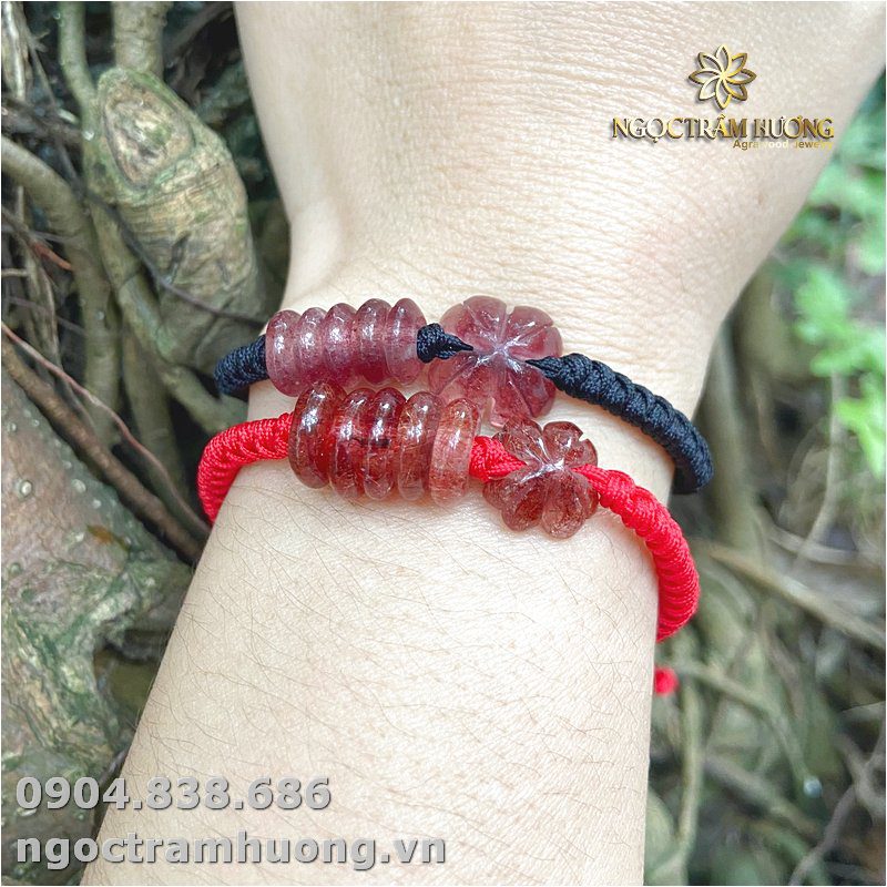 Vòng cỏ điếu Thạch anh tóc đỏ tự nhiên – Tịnh Agarwood