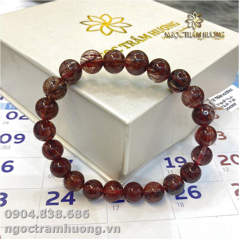 Vòng tay thạch anh tóc đỏ 9 li (2)