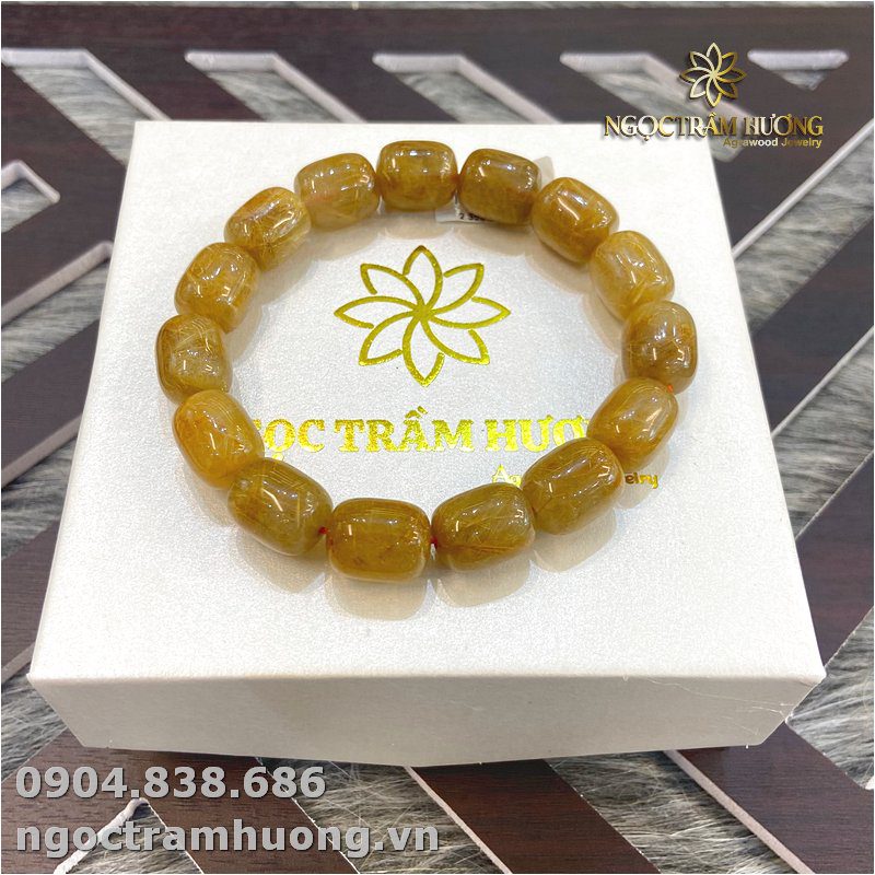 Vòng lu thống thạch anh tóc vàng Vòng lu thống thạch anh tóc vàng 12 li tự nhiên