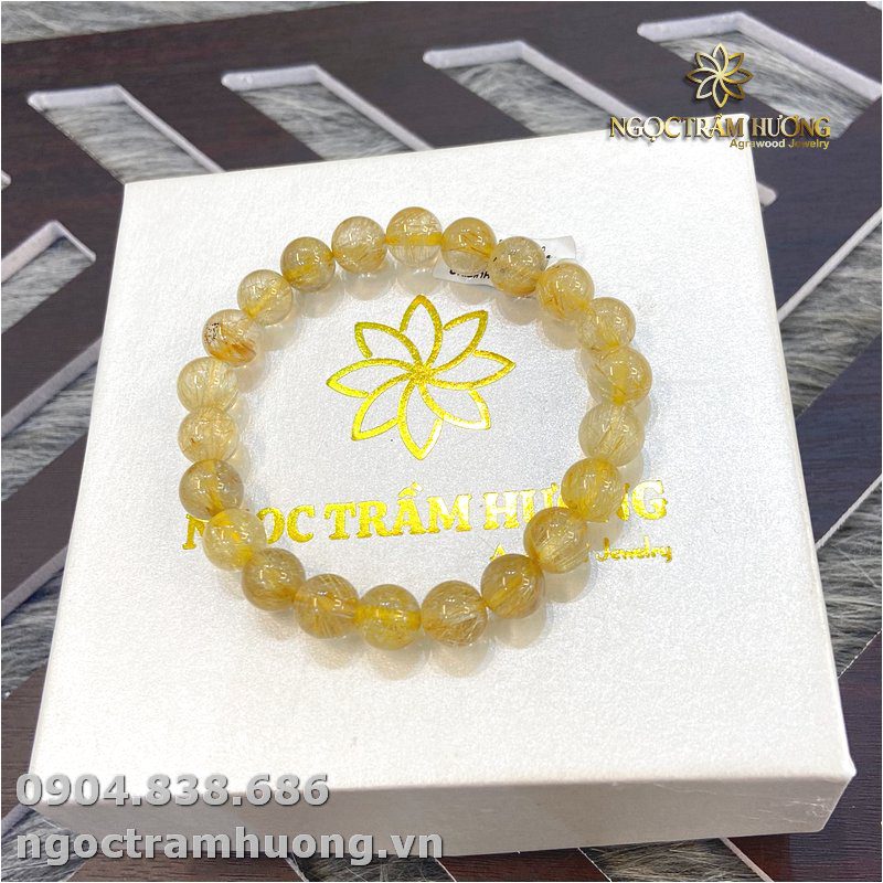 Vòng tay đá thạch anh tóc vàng – Tịnh Agarwood