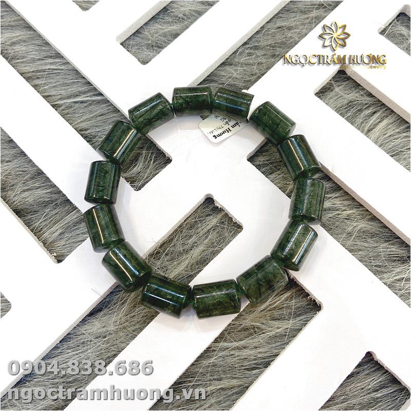 Vòng tay thạch anh tóc xanh 10 li tự nhiên – Tịnh Agarwood
