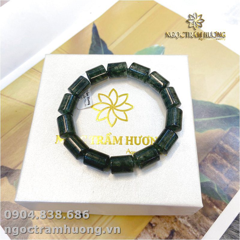 Vòng tay thạch anh tóc xanh 10 li (2)