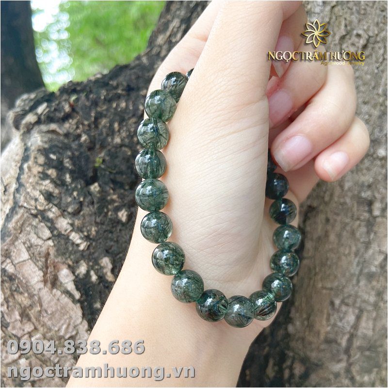 Vòng tay thạch anh tóc xanh 10 li tròn (1)