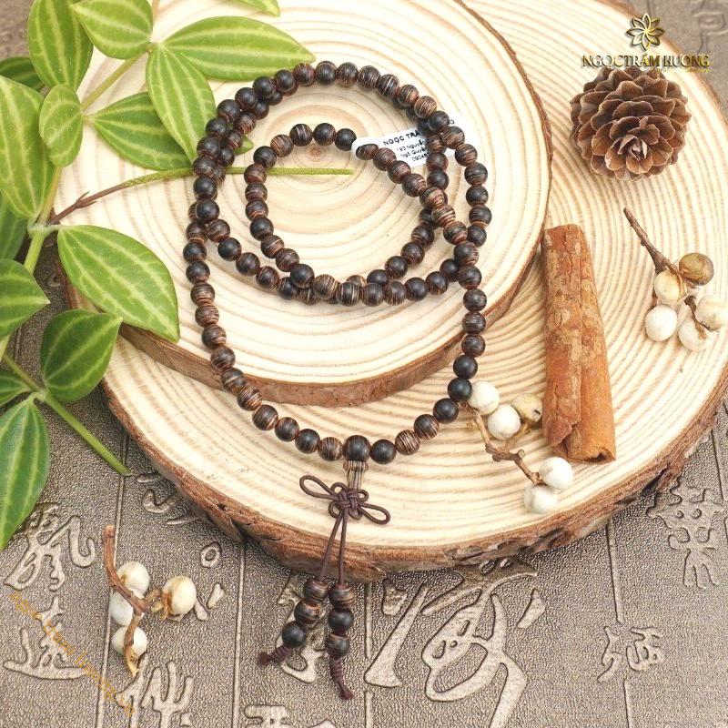 Chuỗi trầm sánh tròn 8 li 108 hạt – Tịnh Agarwood