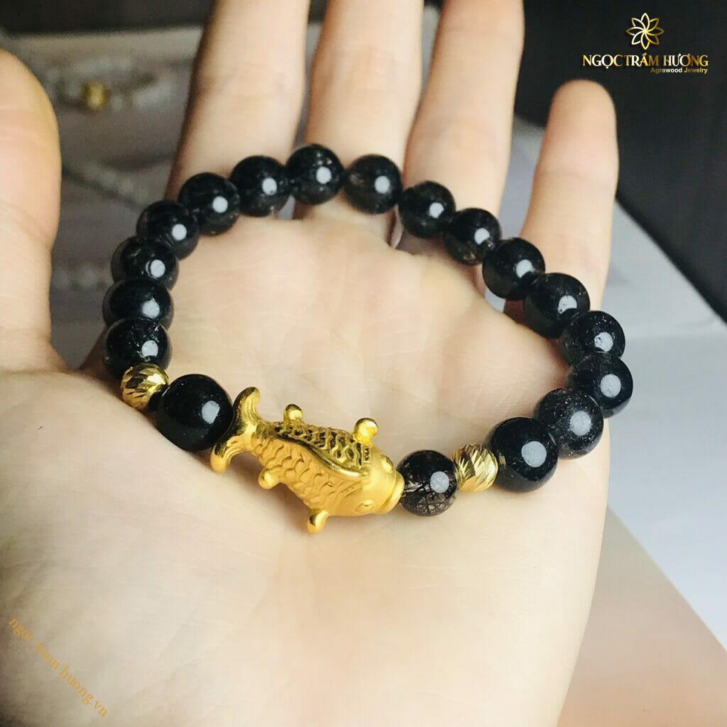thach-anh-toc-den-8li-1600k-v2 Vòng tay đá thạch anh tóc đen 8li mix charm vàng tài lộc