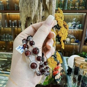 Vòng tay đá thạch anh tóc đỏ mix bạc – Tịnh Agarwood
